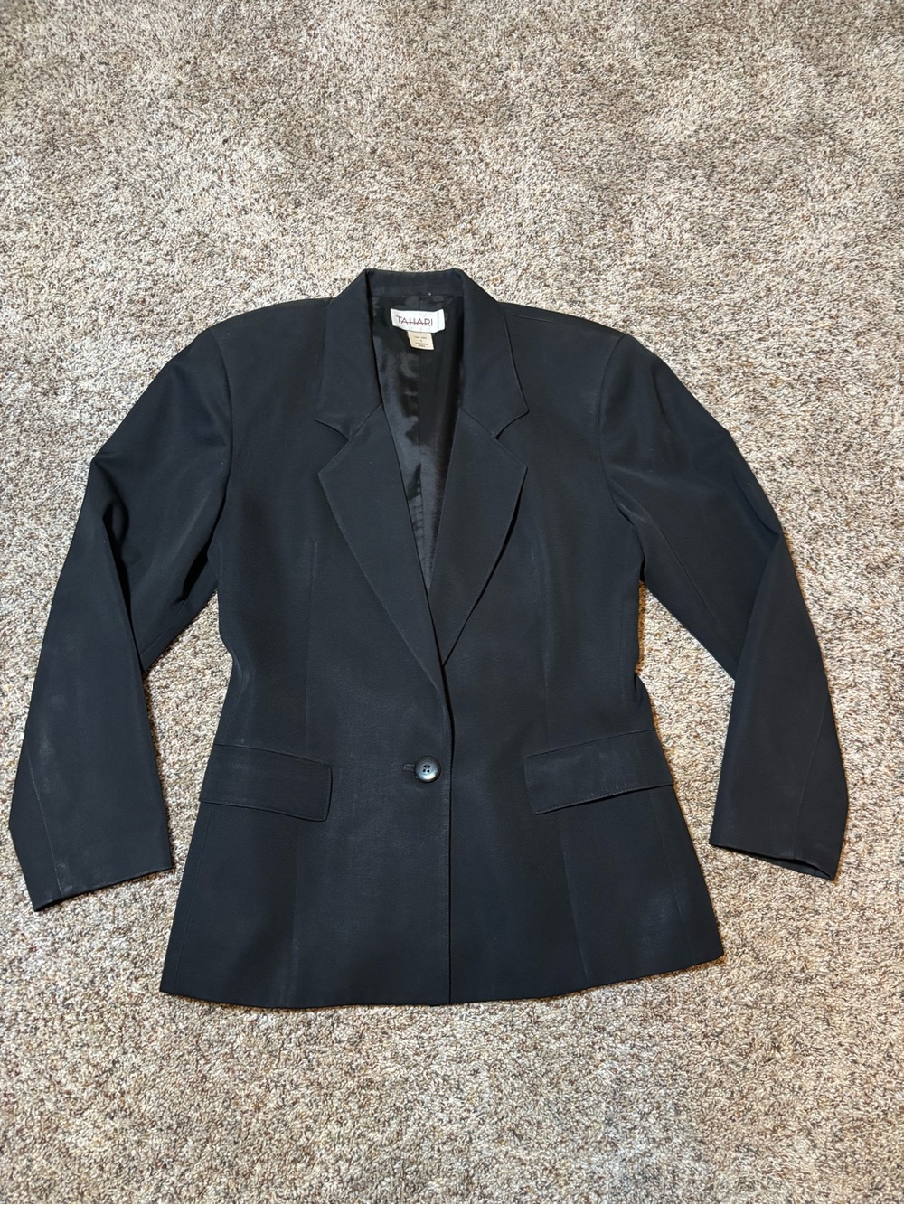 276. Tahari Classic Wool Black Single-Button Blazer, Size 6
